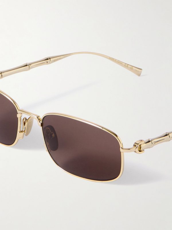 Bamboo Rectangular-Frame Gold-Tone Sunglasses - CU