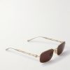 Bamboo Rectangular-Frame Gold-Tone Sunglasses - FR