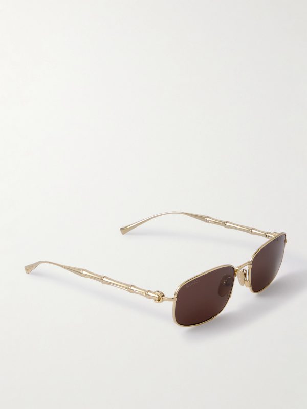 Bamboo Rectangular-Frame Gold-Tone Sunglasses - FR