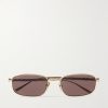 Bamboo Rectangular-Frame Gold-Tone Sunglasses
