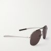 Aviator-Style Silver-Tone Sunglasses - FR