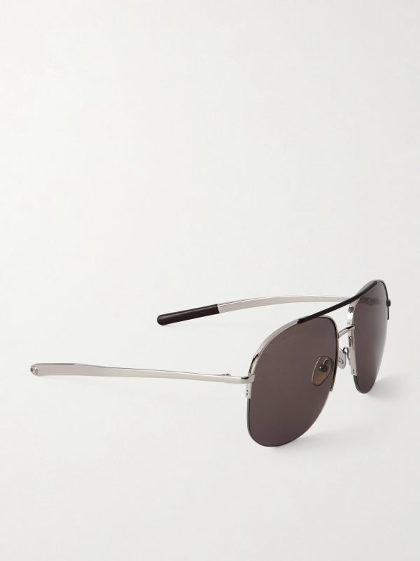Aviator-Style Silver-Tone Sunglasses - FR