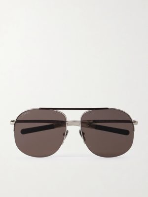 Aviator-Style Silver-Tone Sunglasses