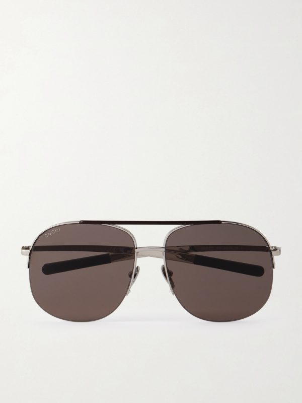 Aviator-Style Silver-Tone Sunglasses