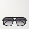 Aviator-Style Horsebit-Embellished Acetate Sunglasses