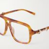 Aviator-Style Horsebit-Embellished Tortoiseshell Acetate Glasses - CU