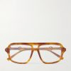 Aviator-Style Horsebit-Embellished Tortoiseshell Acetate Glasses