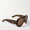 Aviator-Style Tortoiseshell Acetate Sunglasses - FR Aviator-Style Tortoiseshell Acetate Sunglasses - FR