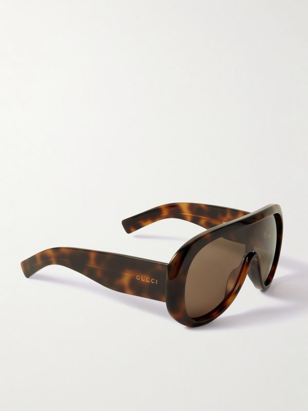 Aviator-Style Tortoiseshell Acetate Sunglasses - FR Aviator-Style Tortoiseshell Acetate Sunglasses - FR