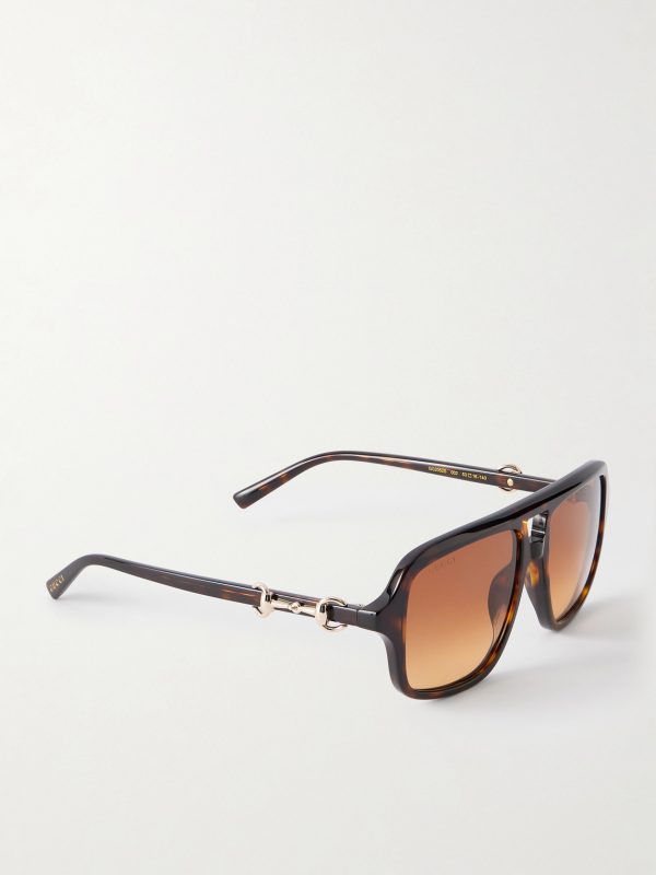 Aviator-Style Horsebit-Embellished Tortoiseshell Acetate Glasses - FR Aviator-Style Horsebit-Embellished Tortoiseshell Acetate Glasses - FR