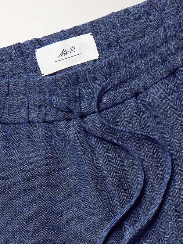 Straight-Leg Herringbone Linen Shorts - E1 Straight-Leg Herringbone Linen Shorts - E1