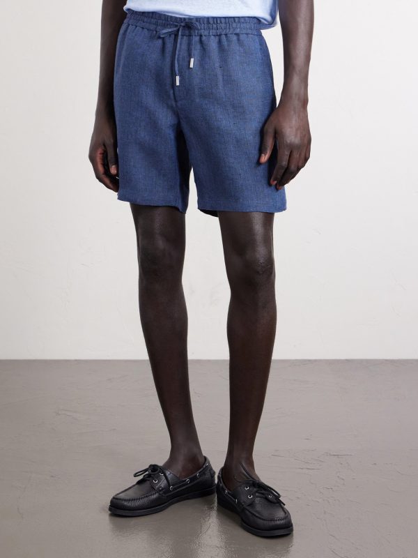 Straight-Leg Herringbone Linen Shorts - FR Straight-Leg Herringbone Linen Shorts - FR