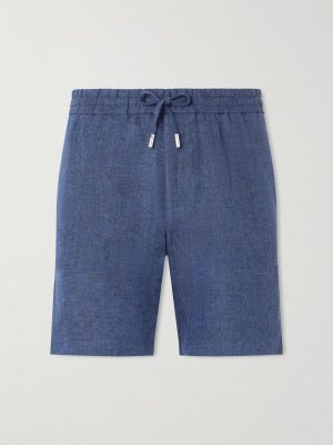 Straight-Leg Herringbone Linen Shorts Straight-Leg Herringbone Linen Shorts
