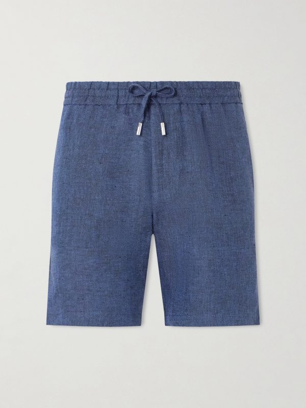 Straight-Leg Herringbone Linen Shorts Straight-Leg Herringbone Linen Shorts