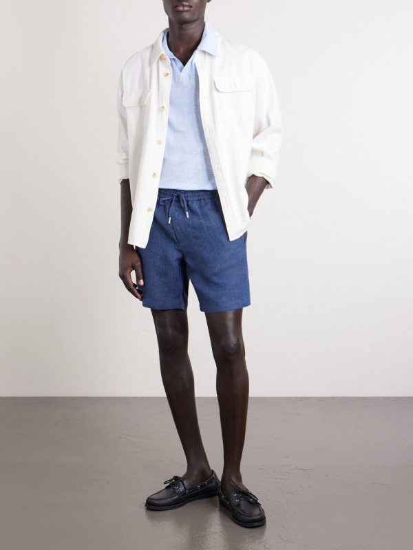 Straight-Leg Herringbone Linen Shorts - OU Straight-Leg Herringbone Linen Shorts - OU