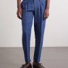 Steve Tapered Pleated Herringbone Linen Trousers - FR