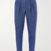 Steve Tapered Pleated Herringbone Linen Trousers