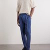 Steve Tapered Pleated Herringbone Linen Trousers - OU