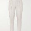 Steve Tapered Pleated Herringbone Linen Trousers