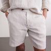 Straight-Leg Herringbone Linen Shorts - CU Straight-Leg Herringbone Linen Shorts - CU