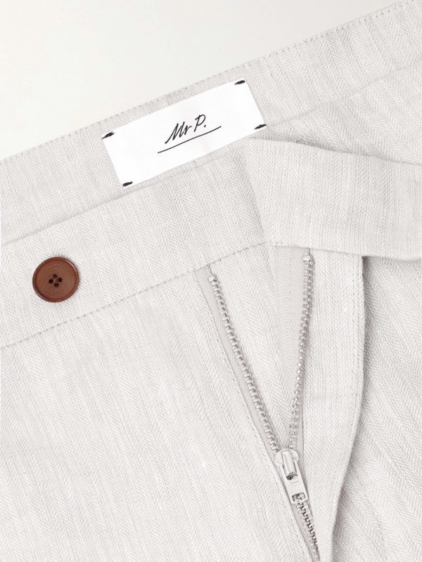 Straight-Leg Herringbone Linen Shorts - E1 Straight-Leg Herringbone Linen Shorts - E1