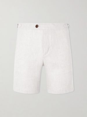 Straight-Leg Herringbone Linen Shorts Straight-Leg Herringbone Linen Shorts
