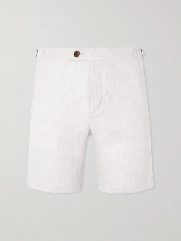 Straight-Leg Herringbone Linen Shorts Straight-Leg Herringbone Linen Shorts