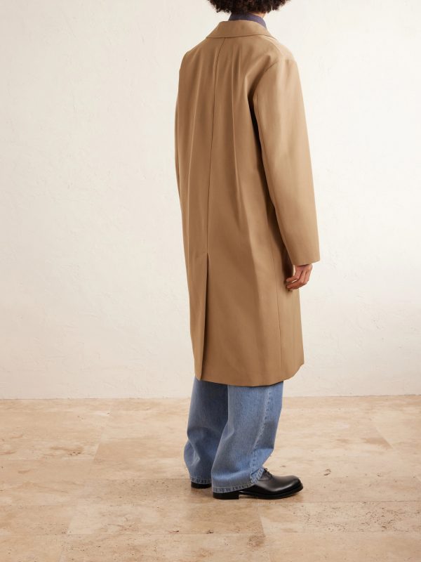 Double-Breasted Twill Trench Coat - BK