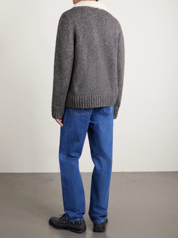 Flecked Wool Polo Sweater - BK Flecked Wool Polo Sweater - BK