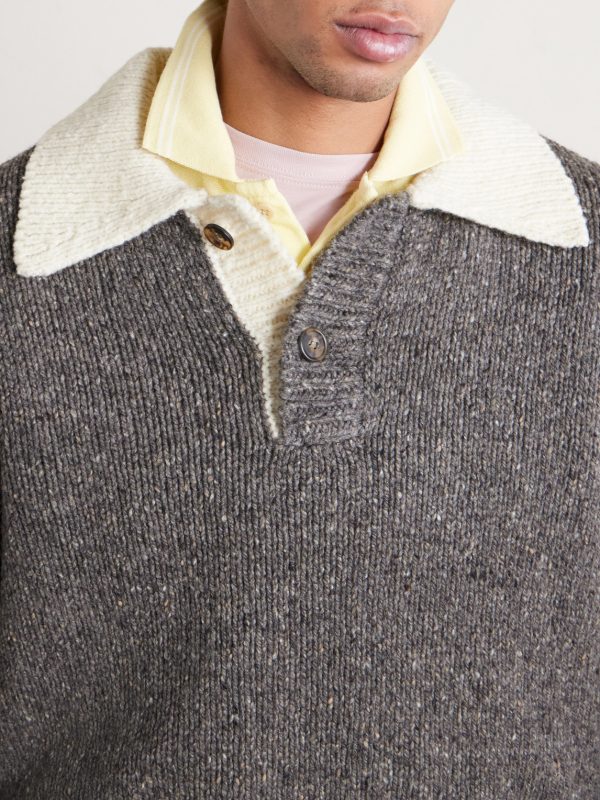 Flecked Wool Polo Sweater - CU Flecked Wool Polo Sweater - CU