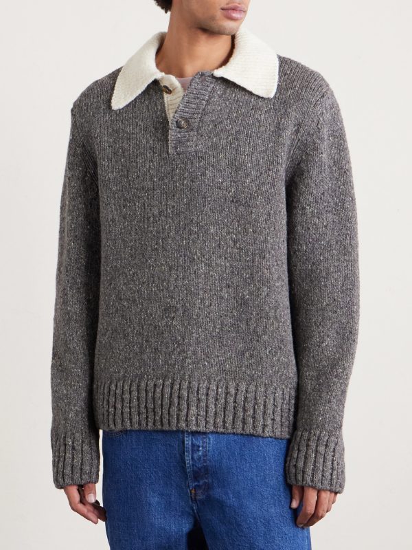Flecked Wool Polo Sweater - FR Flecked Wool Polo Sweater - FR