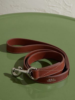 Toutou Logo-Print Leather Dog Lead Toutou Logo-Print Leather Dog Lead