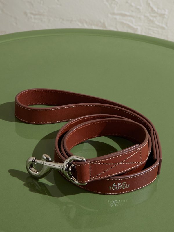 Toutou Logo-Print Leather Dog Lead Toutou Logo-Print Leather Dog Lead
