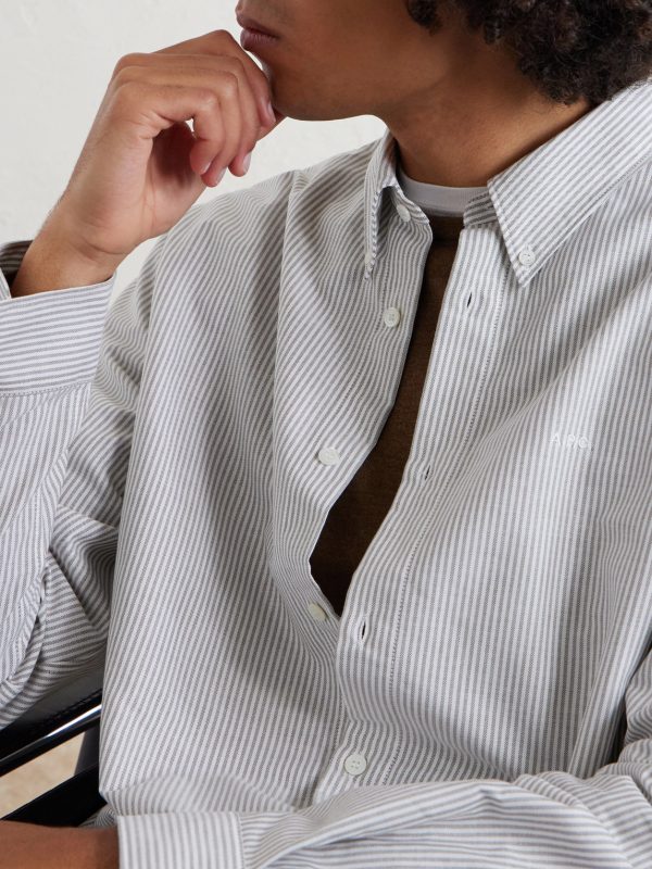 Greg Pinstriped Cotton Oxford Shirt - CU Greg Pinstriped Cotton Oxford Shirt - CU