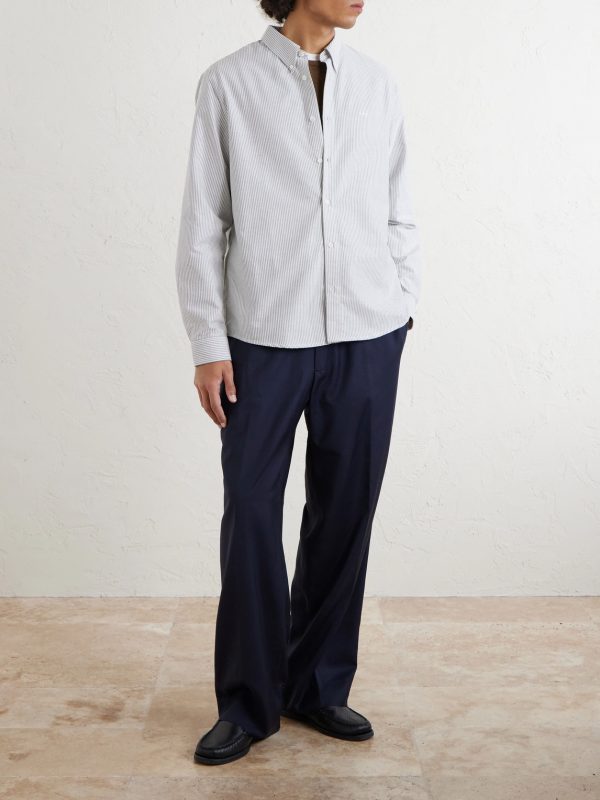 Greg Pinstriped Cotton Oxford Shirt - OU Greg Pinstriped Cotton Oxford Shirt - OU