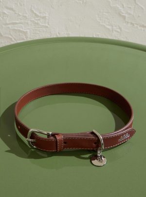 Toutou Logo-Print Leather Dog Collar Toutou Logo-Print Leather Dog Collar