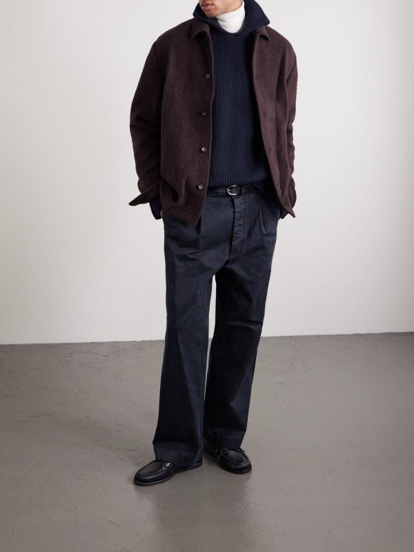 Oversized Ribbed Wool and Cashmere-Blend Polo Sweater - OU Oversized Ribbed Wool and Cashmere-Blend Polo Sweater - OU