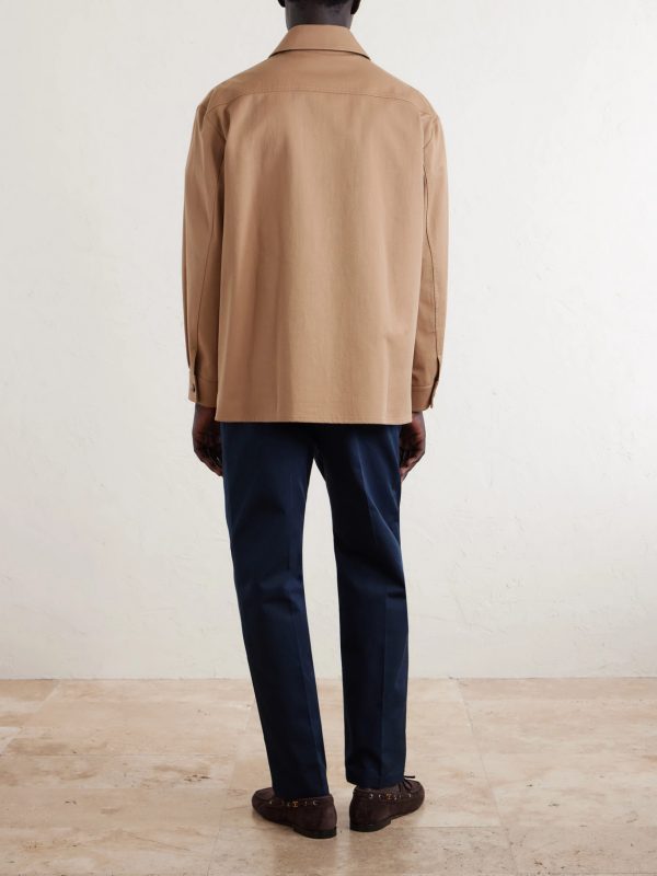 Logo-Appliquéd Cotton-Gabardine Overshirt - BK