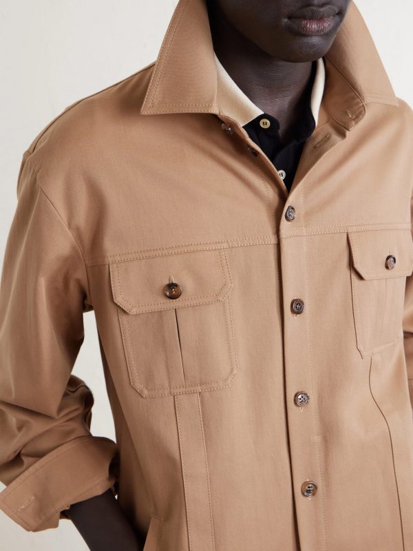 Logo-Appliquéd Cotton-Gabardine Overshirt - E1