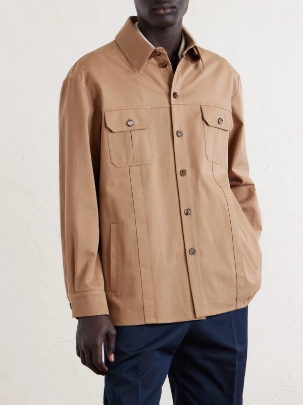 Logo-Appliquéd Cotton-Gabardine Overshirt - FR
