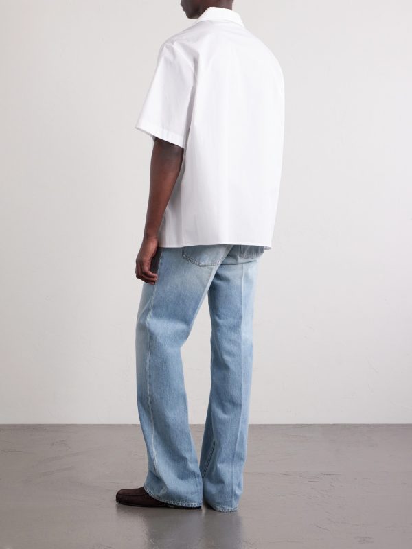 Camp-Collar Logo-Embellished Cotton-Poplin Shirt - BK Camp-Collar Logo-Embellished Cotton-Poplin Shirt - BK