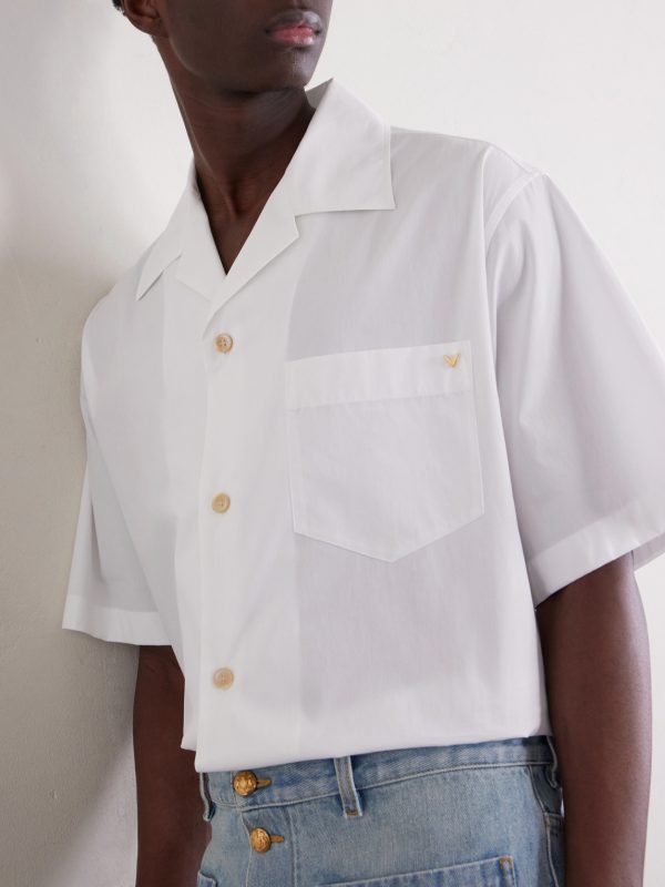 Camp-Collar Logo-Embellished Cotton-Poplin Shirt - CU Camp-Collar Logo-Embellished Cotton-Poplin Shirt - CU