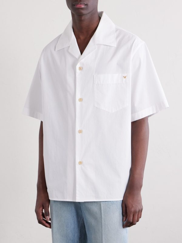 Camp-Collar Logo-Embellished Cotton-Poplin Shirt - FR Camp-Collar Logo-Embellished Cotton-Poplin Shirt - FR