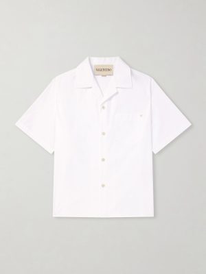 Camp-Collar Logo-Embellished Cotton-Poplin Shirt