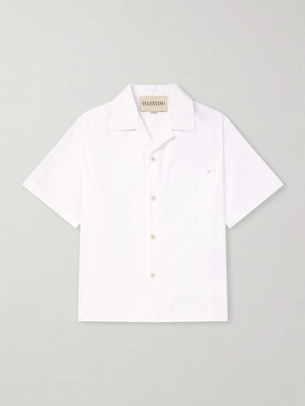 Camp-Collar Logo-Embellished Cotton-Poplin Shirt Camp-Collar Logo-Embellished Cotton-Poplin Shirt