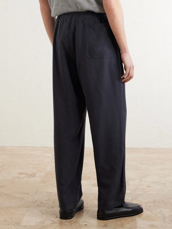 Straight-Leg Silk-Gabardine Drawstring Trousers - BK Straight-Leg Silk-Gabardine Drawstring Trousers - BK