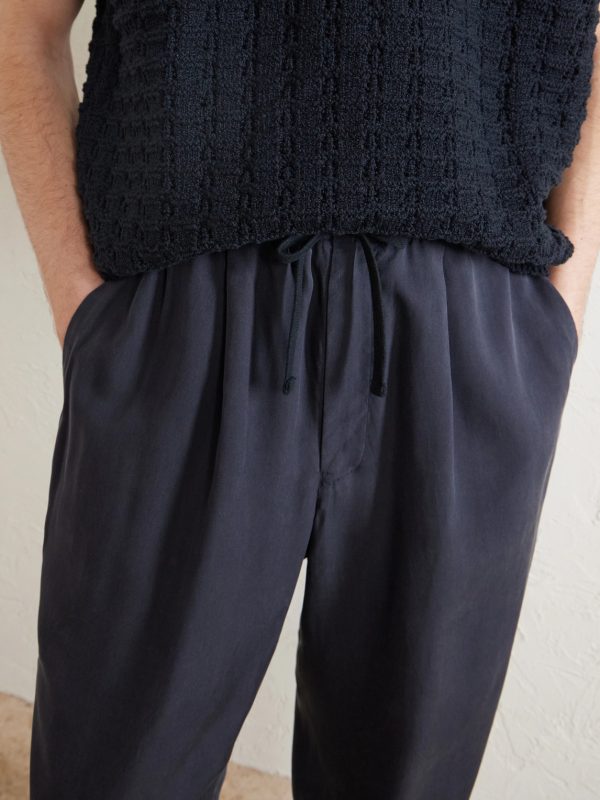 Straight-Leg Silk-Gabardine Drawstring Trousers - CU Straight-Leg Silk-Gabardine Drawstring Trousers - CU