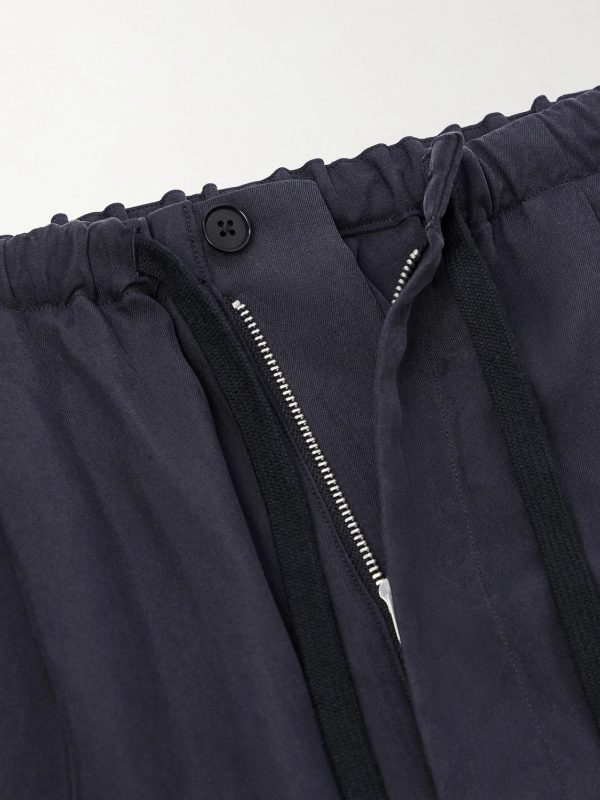 Straight-Leg Silk-Gabardine Drawstring Trousers - E1 Straight-Leg Silk-Gabardine Drawstring Trousers - E1