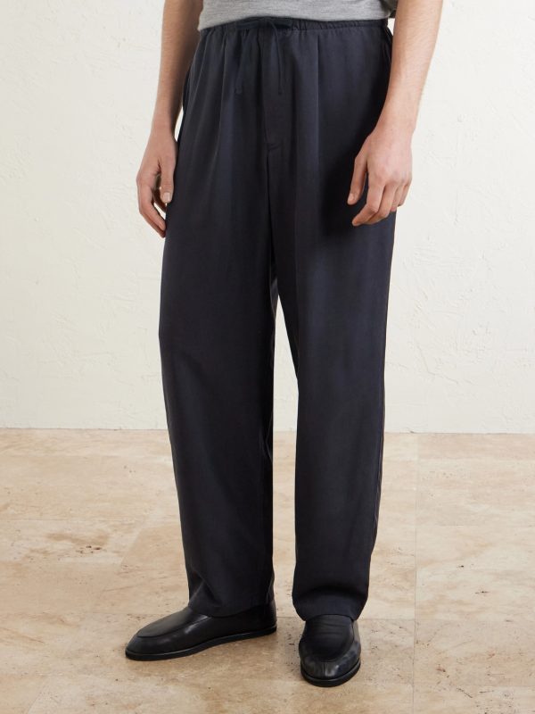 Straight-Leg Silk-Gabardine Drawstring Trousers - FR Straight-Leg Silk-Gabardine Drawstring Trousers - FR