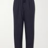 Straight-Leg Silk-Gabardine Drawstring Trousers Straight-Leg Silk-Gabardine Drawstring Trousers